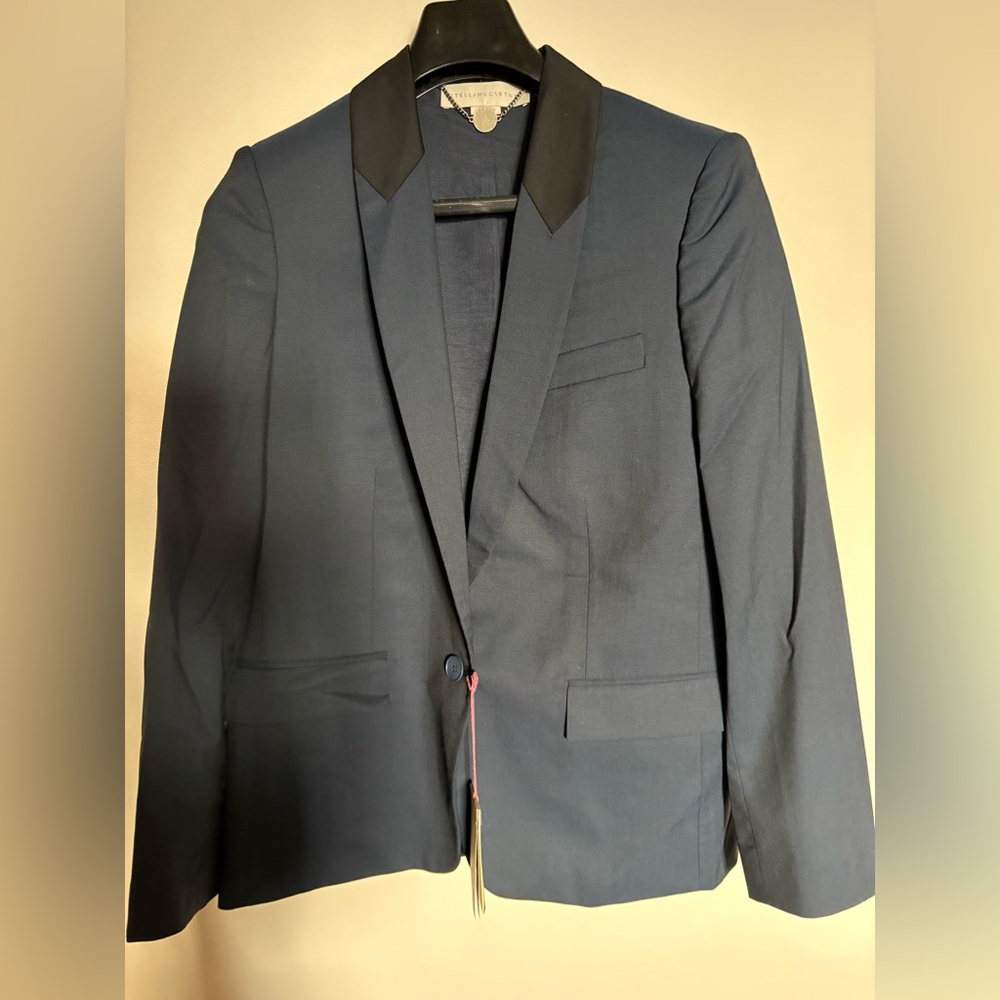 Stella McCartney women Dark Blue Blazer with Black Lapel